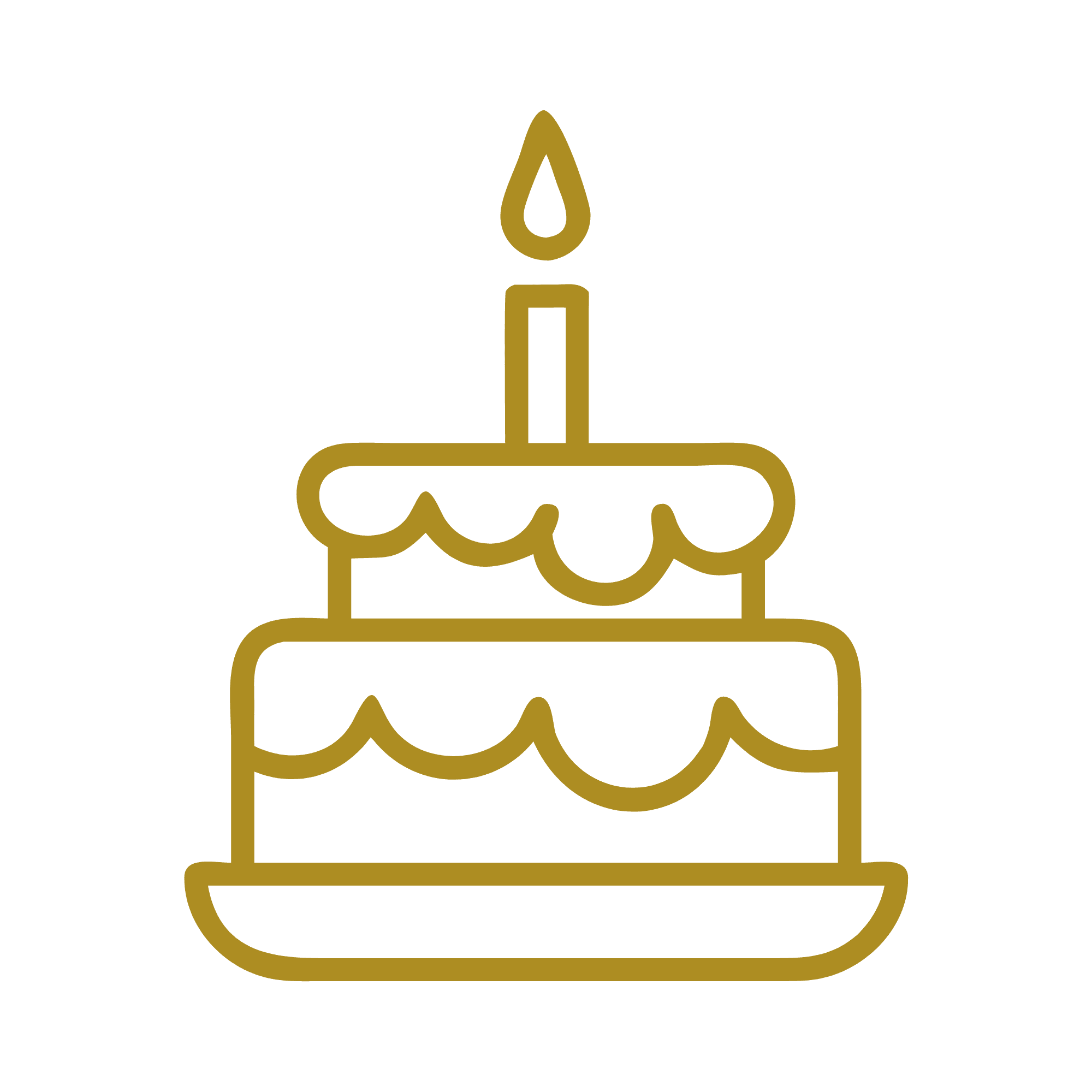 Icon einer Torte mit Kerze in Linienzeichnungen